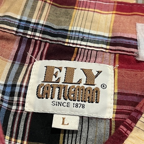 Vintage Western Pearl Snap Ely Cattleman Rockabilly Plaid Button Down Shirt - Picture 6 of 6